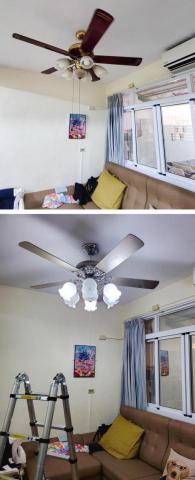 台南專業吊扇(安裝與維修) - 家庭吊扇過於老舊故障，選用最新DC直流變頻吊扇。