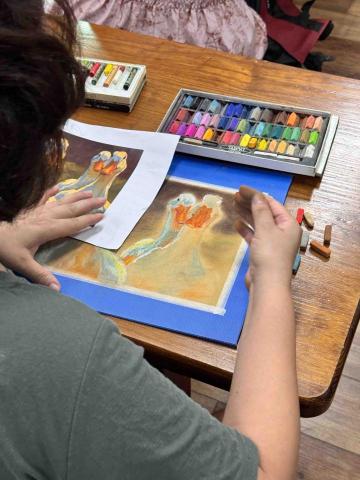 呂岷熙 - 成人學生團課粉彩過程