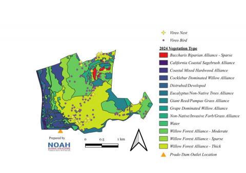 NoahGlobalSolutions - 這是依據加州水資源管理局進行稀有鳥類保育時，我所提共的服務分析結果。圖片依據植被分布及鳥類足跡所顯示的分布圖