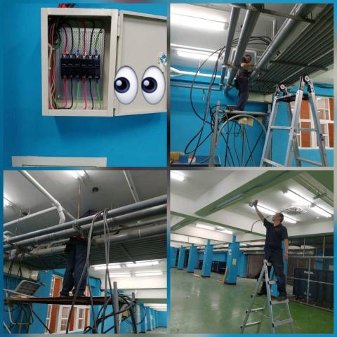 綠合和企業社 - 桃園學校老舊線路重新配置、安裝新燈具。