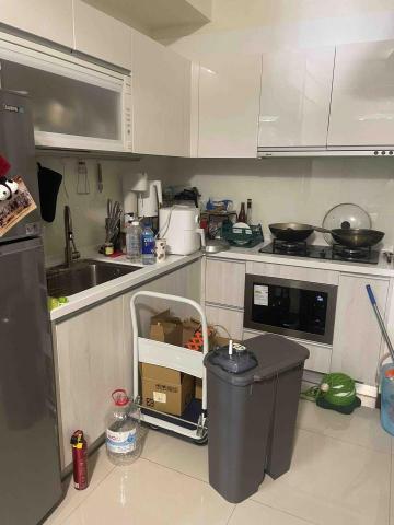 米妮愛乾淨 - 因客戶平常只有六日才會下廚，所以基本上很少在使用，所以買回來的廚具還是會先暫放在檯面上，這張所看到的檯面上其實也滿多小小蟑螂跟蒼蠅幼蟲的屍體，家裡有小貓咪活蹦亂跳，也深怕小貓咪會去舔來吃，這樣對他們來說很危險