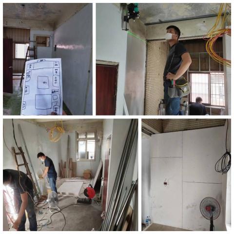 綠合和企業社 - 業主自行畫簡易圖，針對業主使用需求客製化配置相關設備，舊房翻新拆除舊有格局、管線配置、輕隔間、油漆、廢棄物清運等工程。省下設計費
