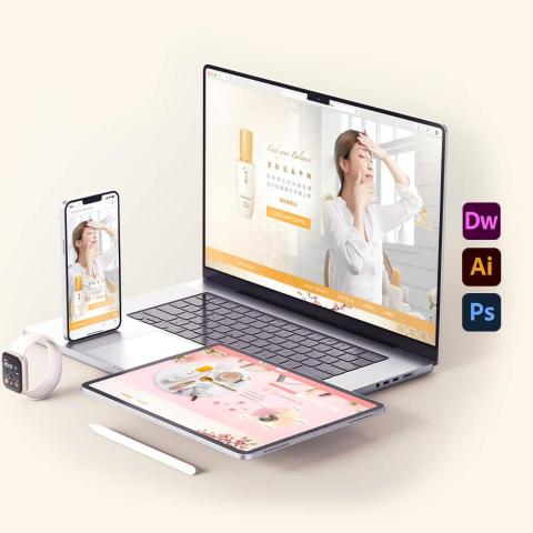 Wings XIII 聯合設計工作室 - 本設計以 Sulwhasoo 潤燥精華EX 產品為核心，融合日式簡約風格與櫻花元素，營造一個溫柔、治癒且充滿平衡感的視覺氛圍。設計中，我們通過影音呈現產品與代言人『謝欣穎』的聯繫，讓用戶在沉浸式的體驗中感受品牌的獨特魅力。畫面如同置身於櫻花裝飾的日式客廳，創造一種舒適、放鬆的觀感。