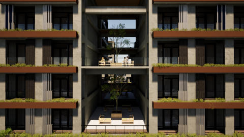 Lu Architecture studio - 室外渲染-社會住宅戶外廣場