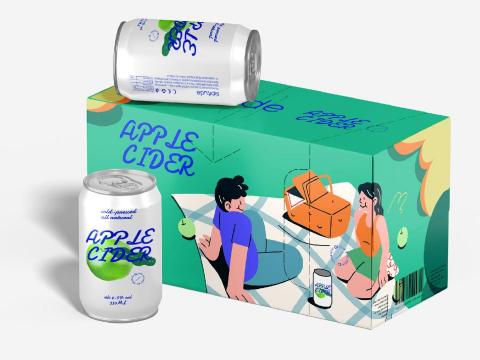 canwork - 蘋果西打3罐裝包裝設計