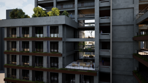 Lu Architecture studio - 室外渲染-社會住宅戶外廣場