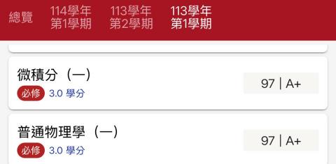 陳冠維 - 大一上微積分及物理成績
