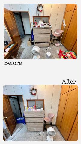 辛蒂居家整理師 - 客戶原本都在五斗櫃梳化、保養吹頭髮，但是沒有注意高腳椅與自己身高的總高不符合立式吹風機高度，經過整理與調整完美完成客人小願望!