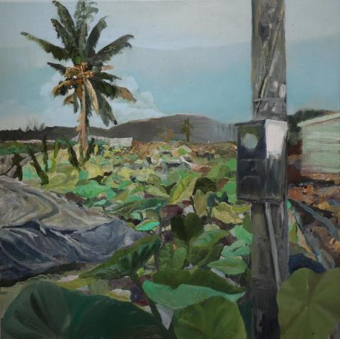 林炯宏 - 油畫作品〈芋田守望〉，創作並展覽於2024年個展「進庄」中。