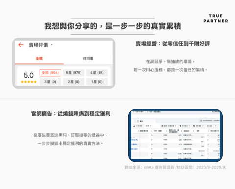TRUE PARTNER - 與你分享一步一步走來的真實累積