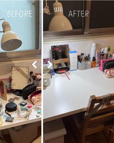 Andy  |  Soapeveryday - 其中一案的桌子整理，堆滿的化妝小物，整理後，桌面終於可以呼吸了！