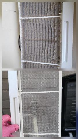 王嘉玲 - 浴室抽風機濾網清潔前後