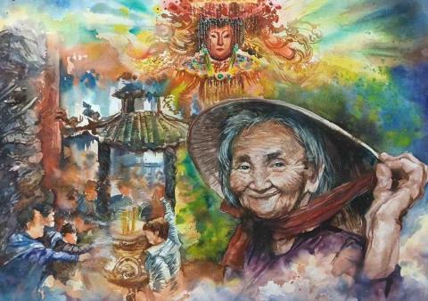 陳永晴 - 2024大甲媽祖繪畫-大專組 第一名
水彩作品