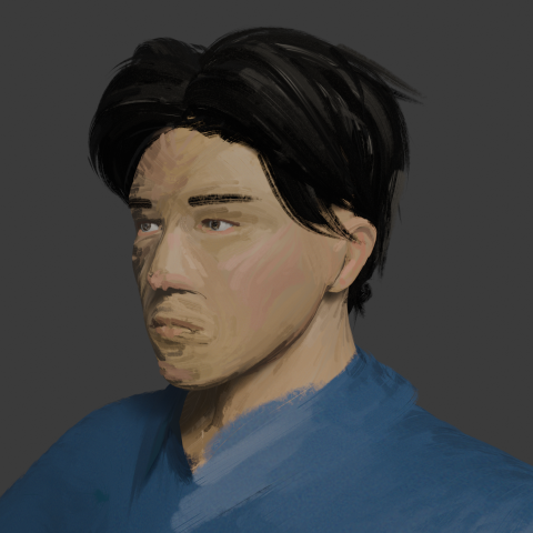 張少銘 - 自畫像，使用Blender，3D油畫效果