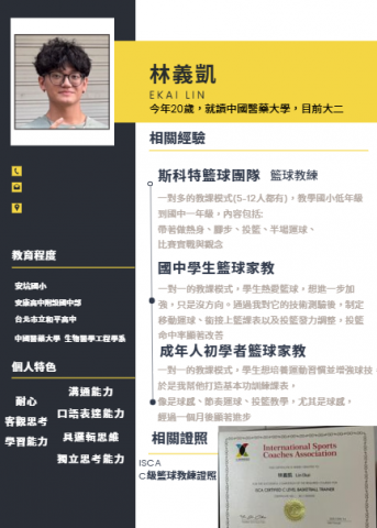 林義凱 - 這是我的履歷 包含我的籃球教學經歷以及教學模式