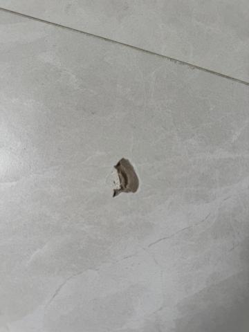 百川工程行 - 地板被工具敲到，導致破裂，無法更換，採用美容修復方式，不拆不換無聲施工。