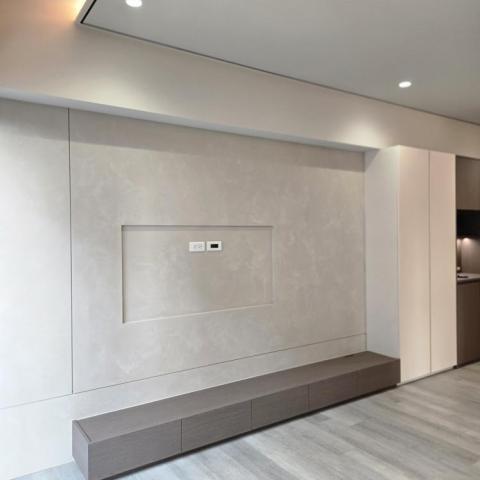 家油塗裝 - 彰化金馬之櫻 電視牆 麂皮漆