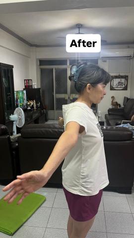 台中到府筋膜放鬆師_簡廷謂Thomas - 放鬆後右肩向後活動幅度提升