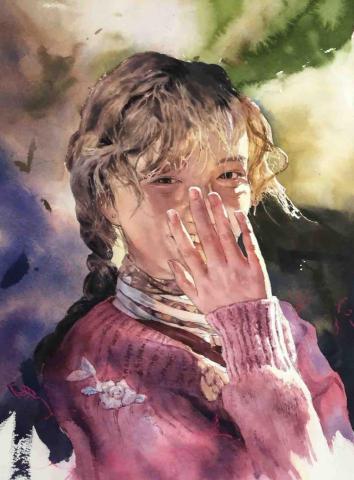 李丞晉 - 4開 水彩人像