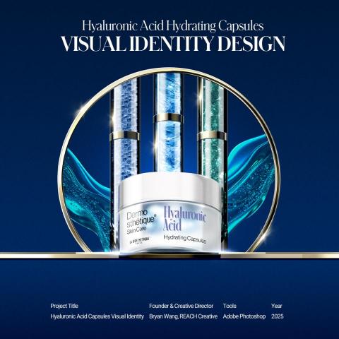 睿奇設計顧問 - Project Title:
Hyaluronic Acid Capsules Visual Identity

深邃藍 × 尊貴金，演繹品牌的科研美學與奢華語彙。如同無際夜空中蘊藏的能量核心，產品置於金環之中，低調卻堅定地展現核心價值。在「科學╳美學╳高效」的交織下，凝聚德國科研的精準與法式護膚的優雅，成就品牌獨有的尊榮氣場與科技權威。