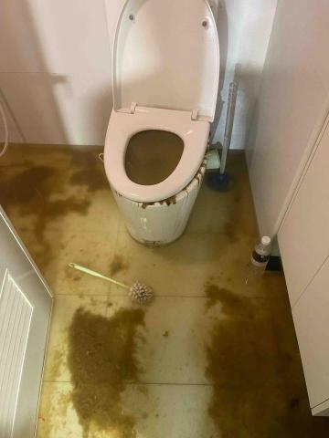 民眾衛生企業社 - 大樓糞管阻塞，樓上馬桶沖水從樓下馬桶冒糞水