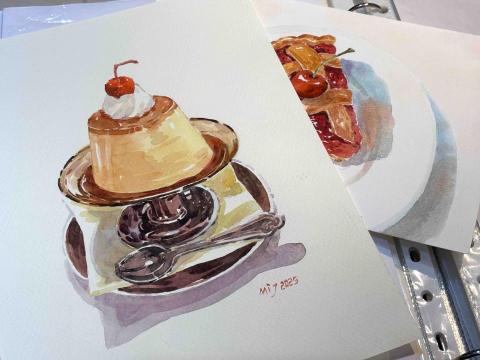 三足療癒藝術空間（各媒材手繪/電繪/教學） - 水彩甜點