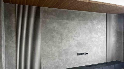 盛弈藝術塗裝 - 居家客廳電視牆-麂皮漆