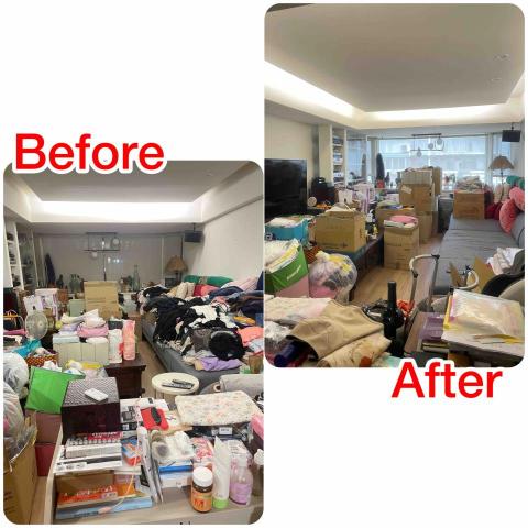 淨日.收納整聊所 - 客廳一角搬家整理