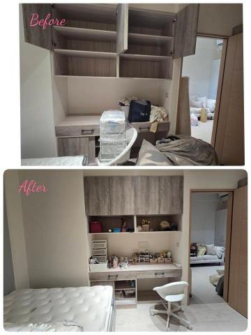 左手的室野 - 新家化妝台配置：先依照臉部／身體保養、彩妝品、髮品、飾品、衣物配件和生活備品分類，再依照“使用頻率”規劃能輕鬆“隨手歸位”的好用區域。上班再也不手忙腳亂！