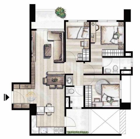 B&eacute;rive Atelier - 室內平面配置手繪圖