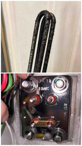 佳昆水電 - 電熱器加熱棒嚴重鏽蝕，導致洗澡一直被觸電
更換新的加熱棒