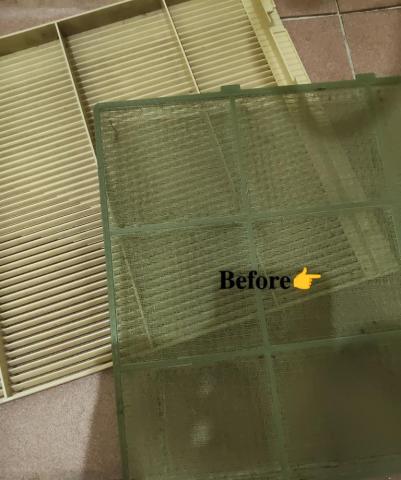 林詩叡 - 窗型冷氣濾網與前護欄 清洗前