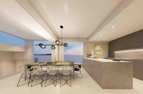 大造設計有限公司 - 低調老錢又極簡的餐廳，翠綠長桌承載全家的記憶，成為空間中的視覺焦點。
天母, 2025-(施工中）