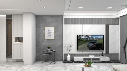 温幍室內裝修個人工作室 - 南區玄關+客廳主牆3D