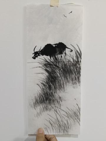 手繪工作室-玉芳陳 - 作品：水墨畫-牧牛

12.5* 31 cm