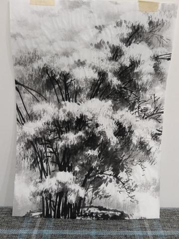 手繪工作室-玉芳陳 - 作品：水墨畫-竹

21*31。cm