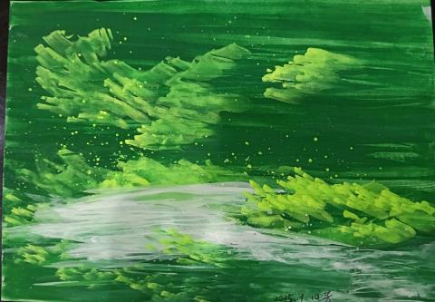 手繪工作室-玉芳陳 - 作品：景物畫-寧靜
手工繪畫-人體彩繪原料
29.5*31 cm