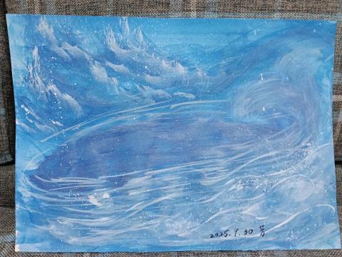 手繪工作室-玉芳陳 - 作品：鯨落-
用人體彩繪原料-手工繪畫
30*21cm