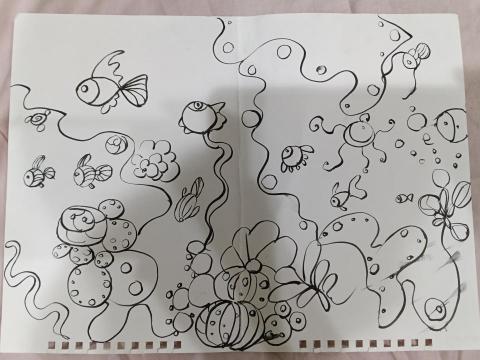 手繪工作室-玉芳陳 - 作品：海洋世界-悠游
手工繪畫-
30*  21 cm