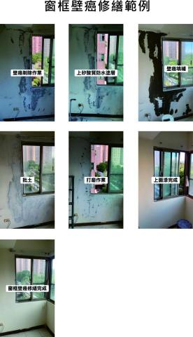圓臻企業(鋼筋外露修繕工程) - 窗框壁癌修繕

流程說明

剔除壁癌周邊/上矽酸質防水塗層/填補作業/
批土作業/打磨/上面漆一層/上面漆二層