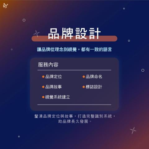 共同創意設計管理顧問有限公司 - 讓品牌從理念到視覺，都有一致的語言。
我們協助釐清品牌定位與故事，建立整體識別系統，
使品牌能長期發展並持續與目標受眾連結。
服務範圍包含品牌定位、品牌命名、品牌故事、標誌設計與識別系統建構。