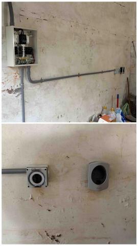 佳昆水電 - 新增電錶，新設電箱（明），打接地棒，安裝特斯拉車充插座NEMA 14-50R