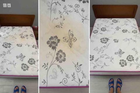 淨眠生活工作室 - 黃漬清洗 右為清溪後