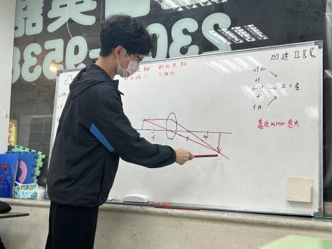 Leo Chen - 上課時的畫面，分析生活現象的成因，利用圖示更能加深影響，幫助記憶。