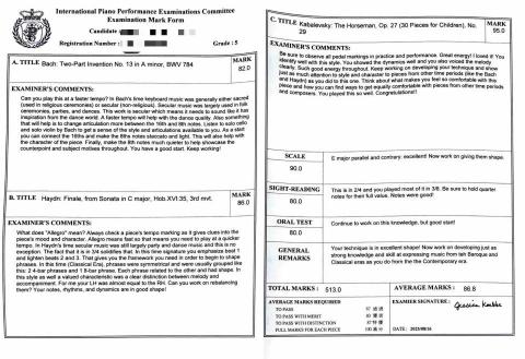 梁馨予 | 鋼琴家教🎵🎹 - IPPEC國際鋼琴檢定五級成績