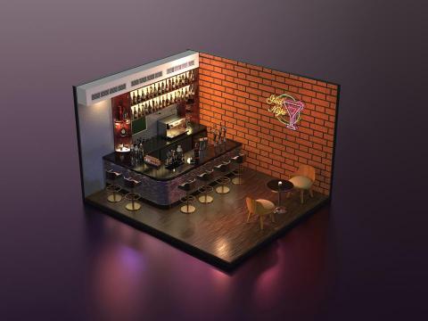 張芸嘉 - 酒吧 空間3D建模