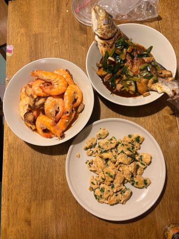 陳筱蒨 - 1. 薑炒蝦、2. 醬燒魚、3. 蔥蛋