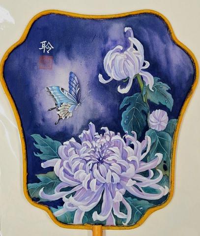 顏毓聆 - 工筆花鳥扇子