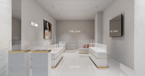 構質造物所 - Me.luxe 台中LaLaport櫃位3D建模, 渲染, 設計，櫃體1:1高精度建模與材料渲染