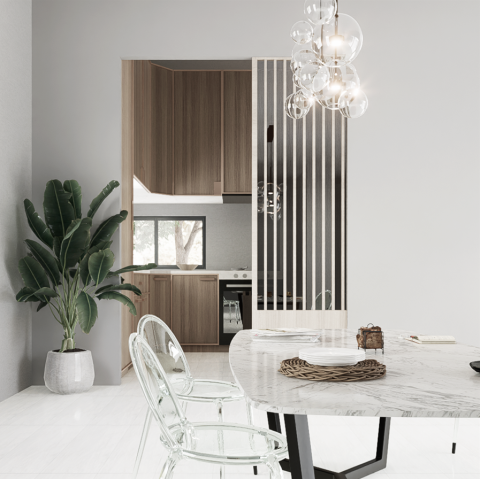 構質造物所 - 花蓮個人住宅翻新案，廚房渲染, 建模